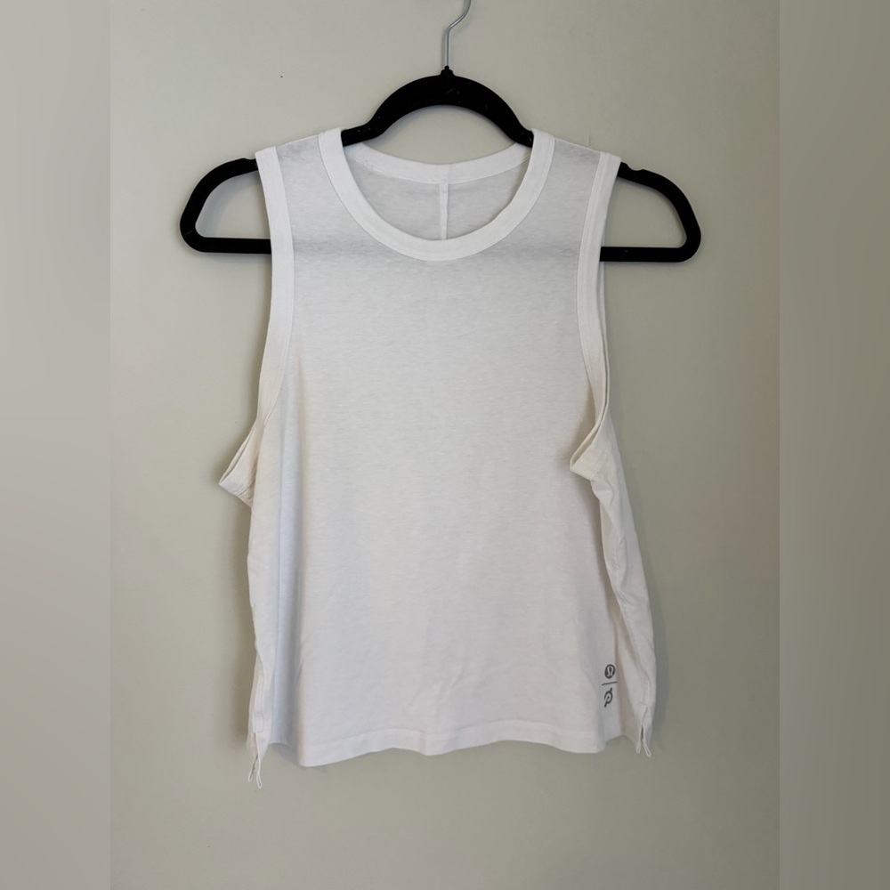 Lululemon x Peloton White Classic Fit Cotton Blend Tank Size 8